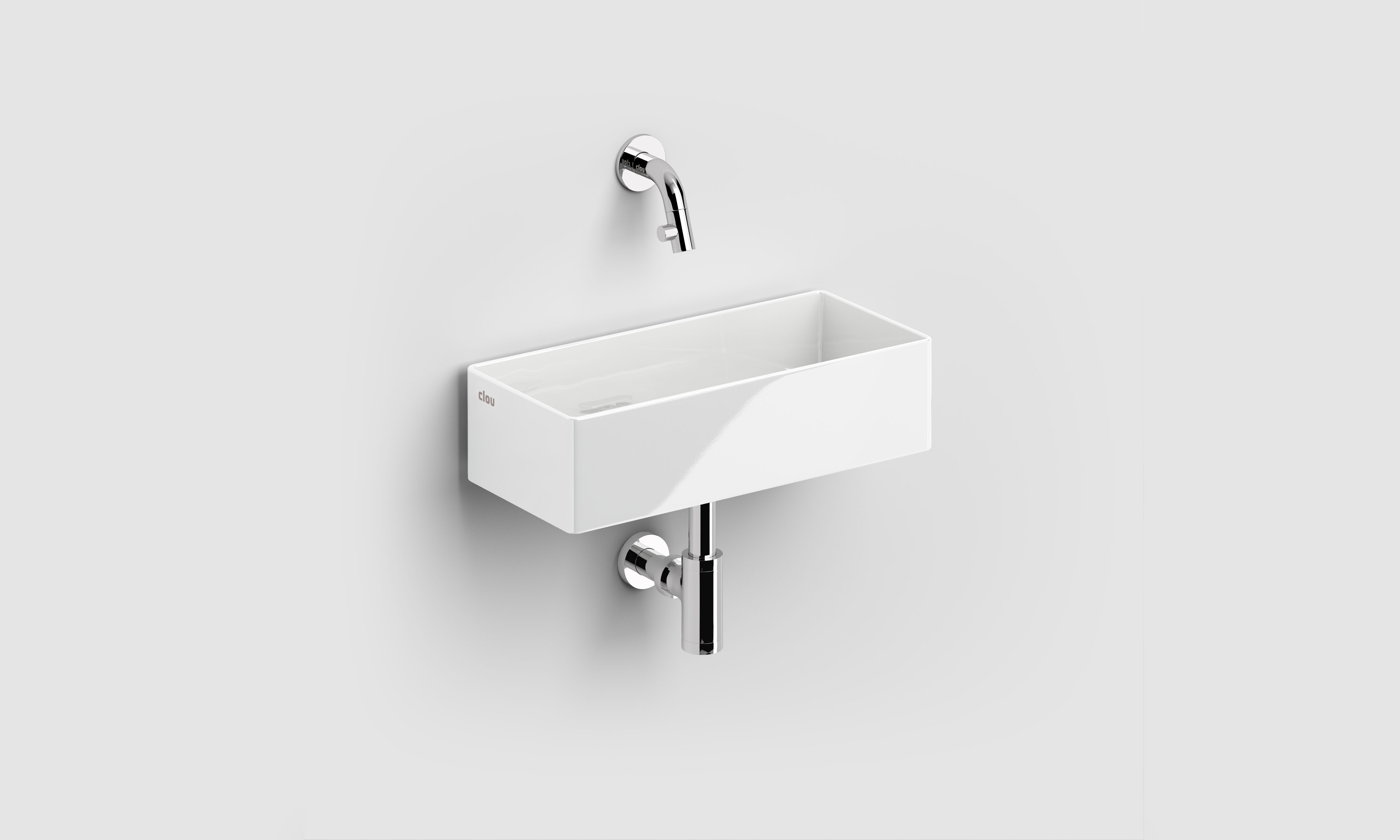 Clou New Flush umywalka 38x18 cm prostokątna ścienna-nablatowa biała CL/03.03431