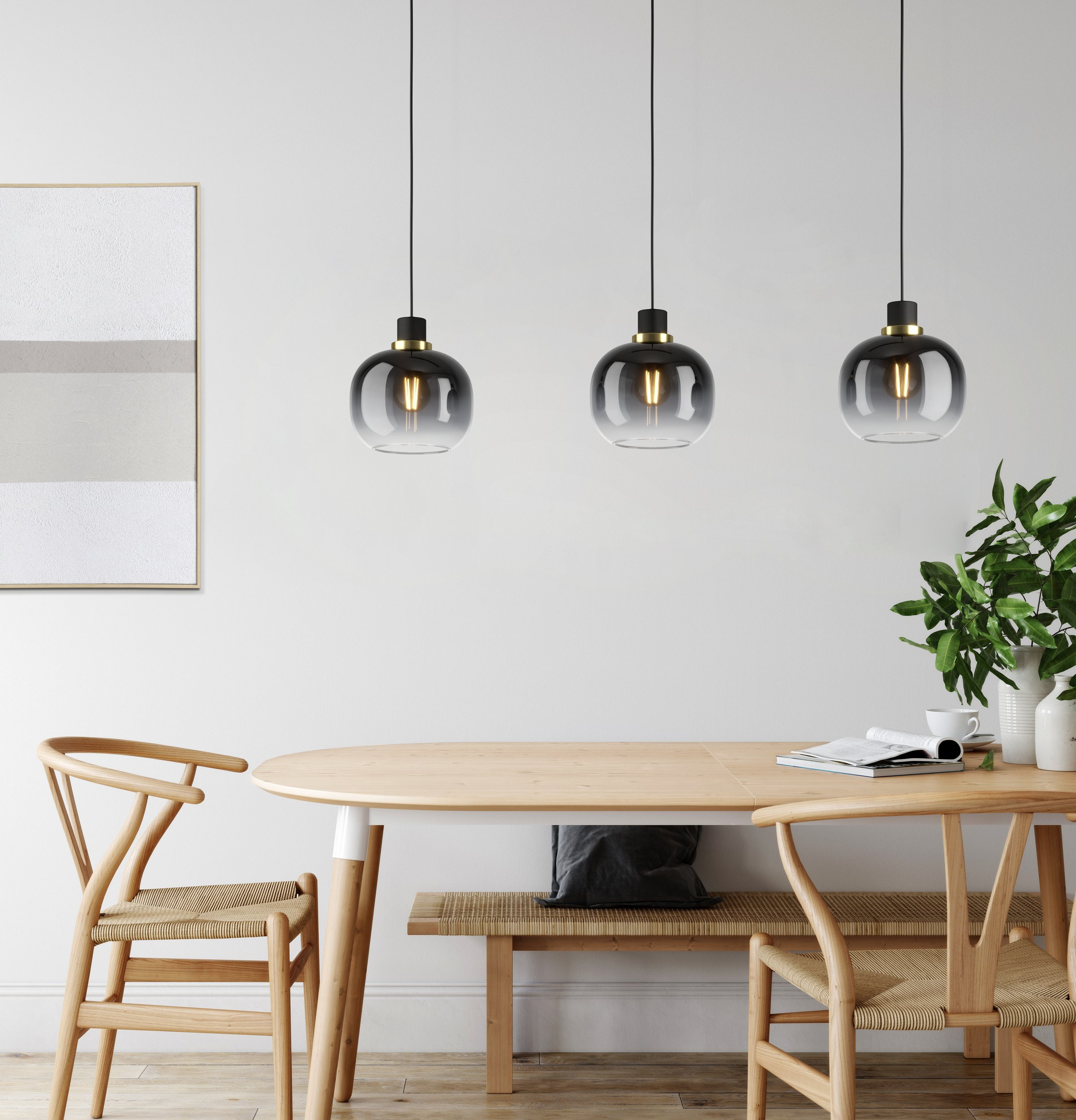 Eglo Oilella lampa wisząca 3x40 W czarna-szary/popielaty 99617