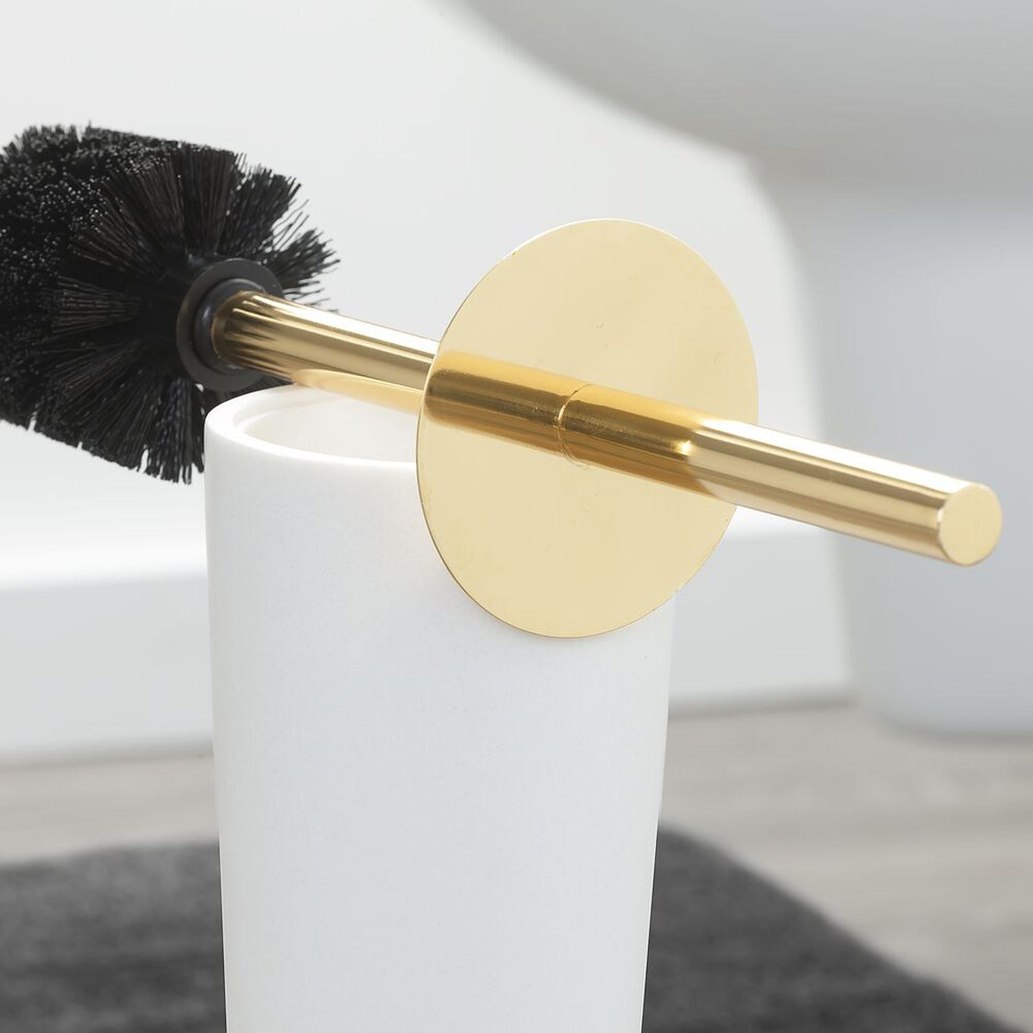 Sealskin Glossy szczotka toaletowa stojąca biała-złota 362320549 - Wysyłka w 24h