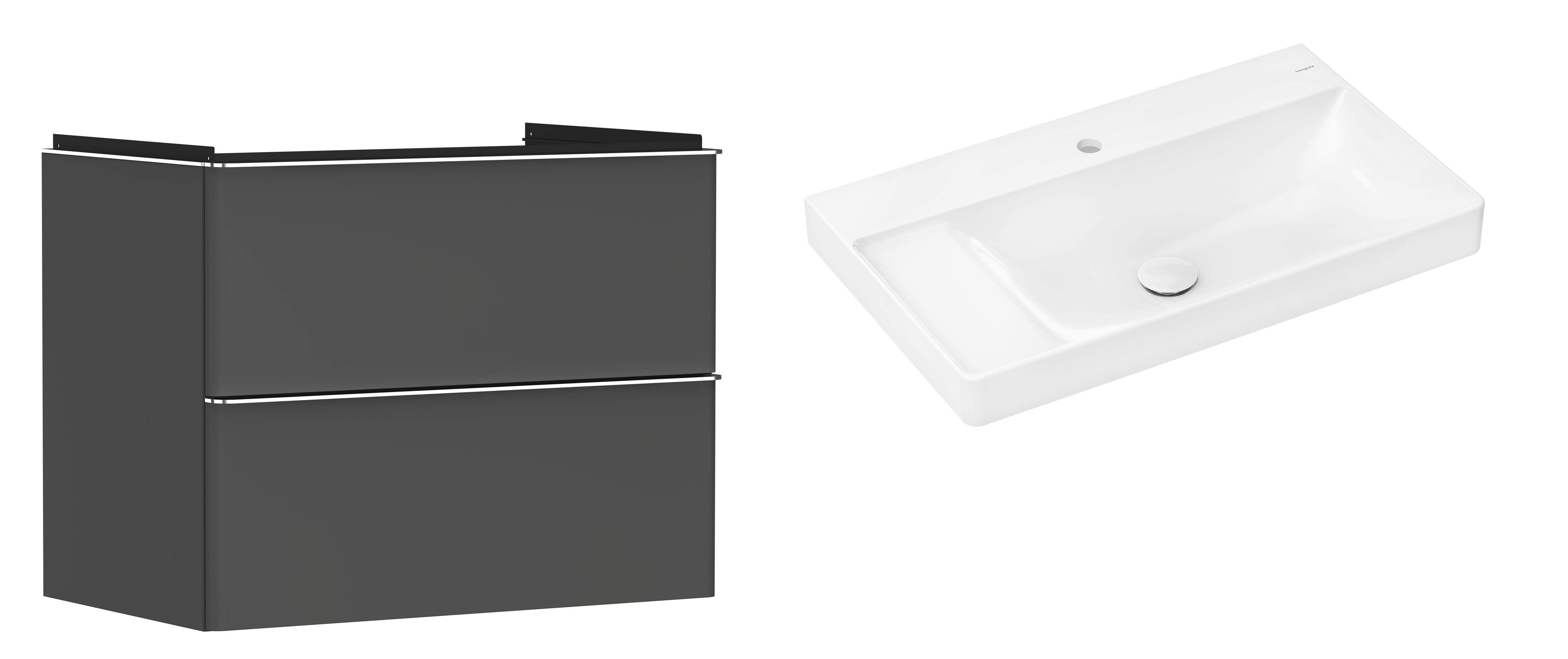 Hansgrohe Xelu Q szafka wisząca z umywalką 80x48 cm szary diament mat/chrom/biały (54028000, 61030450)