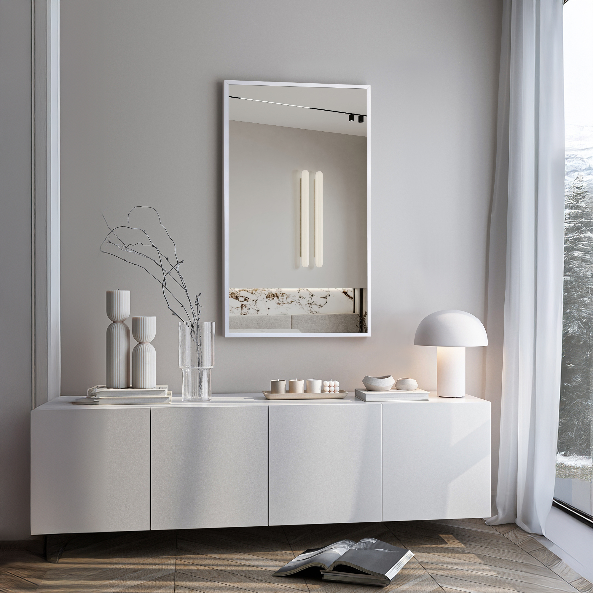 Ars Longa Linea lustro 73x73 cm kwadratowe białe LINEA7070-BS