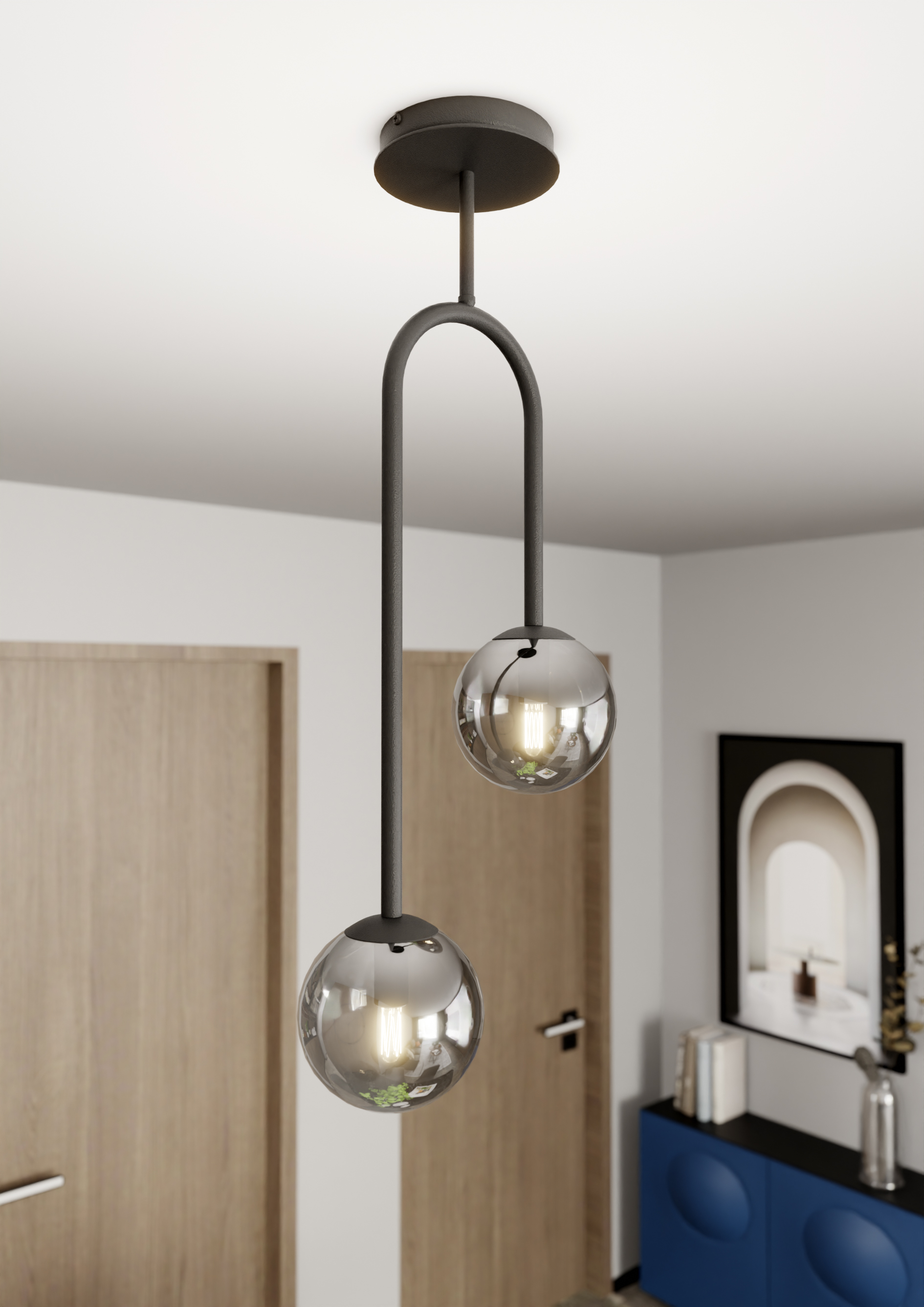Emibig Atria lampa podsufitowa 2x10 W czarna-grafitowa 1384/2