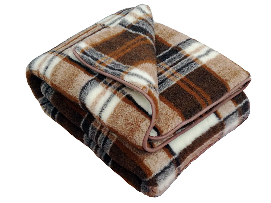 Kołdra wełniana merynos australijski wzór krata 180x200 (+-5cm)