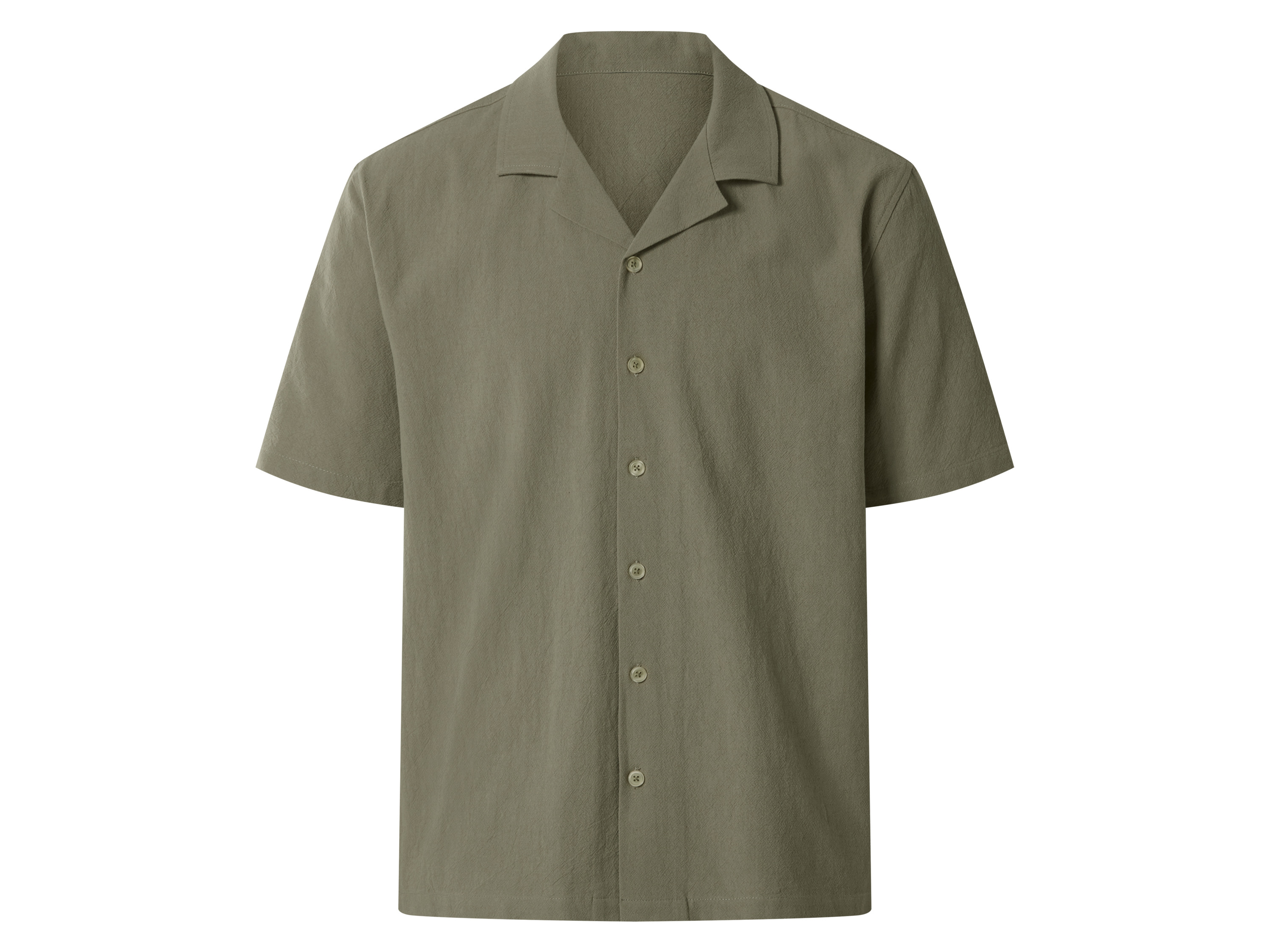 esmara Men Koszula męska z bawełny z krótkim rękawem Khaki, XL 43/44