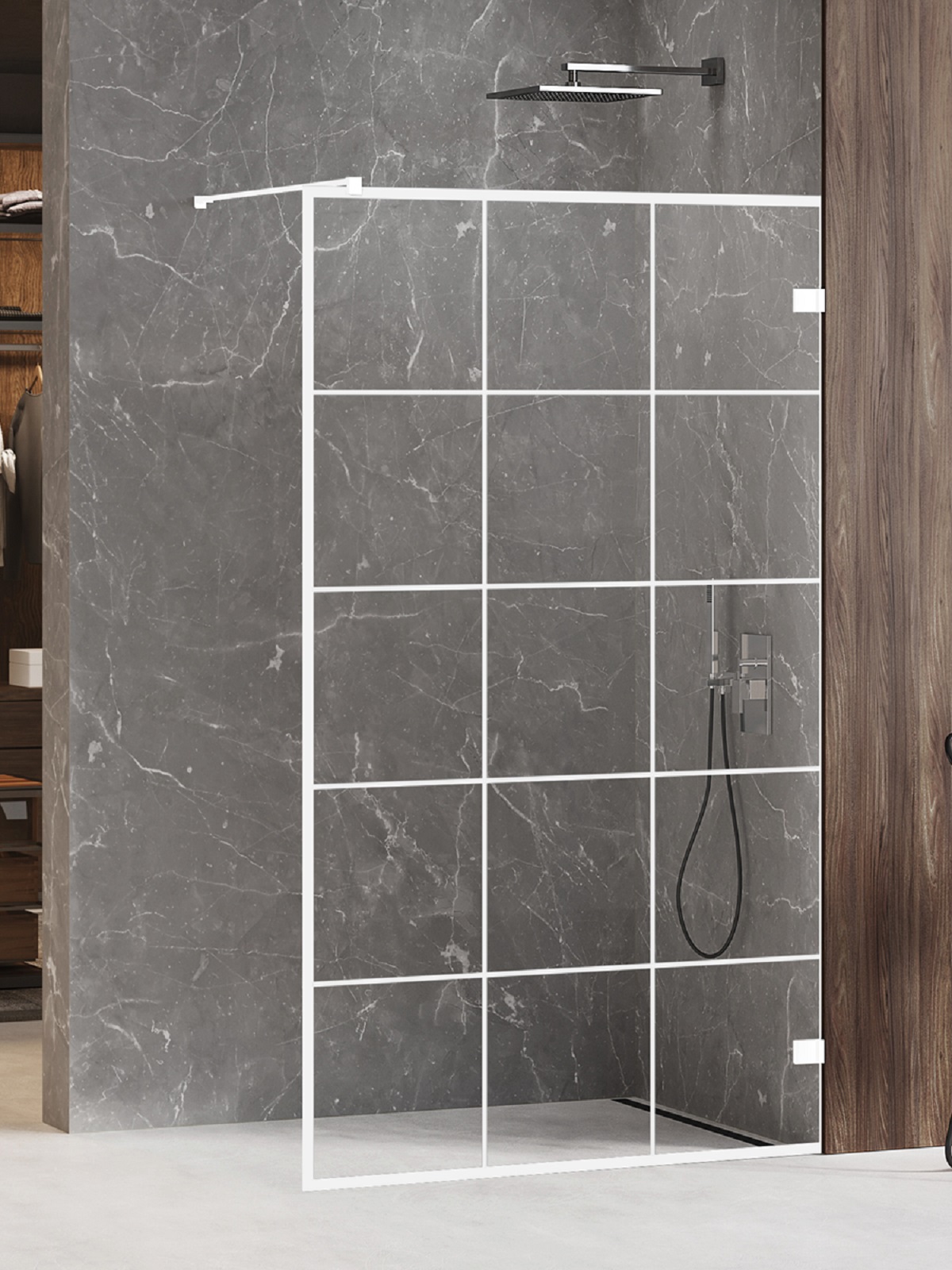 Darmowa Dostawa - Ścianka prysznicowa walk-in 90 cm biały mat/szkło przezroczyste New Trendy Avexa White EXK2984