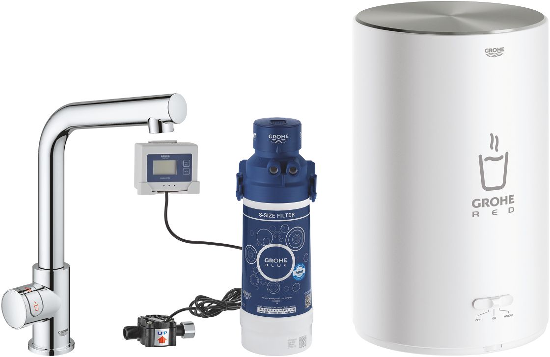 Darmowa Dostawa - Zawór kuchenny z bojlerem stojąca starlight chrome Grohe Red 30339001