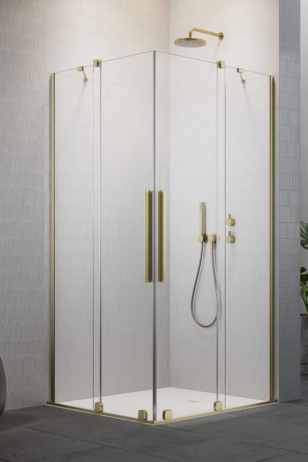 Darmowa Dostawa - Kabina prysznicowa część lewa 120x120 cm kwadratowa Radaway Furo Brushed Gold KDD 101051209901L
