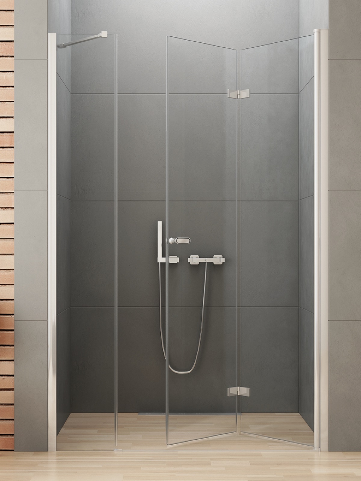 Darmowa Dostawa - Drzwi prysznicowe 100 cm składane chrom połysk/szkło przezroczyste New Trendy New Soleo D0152A/D0095B
