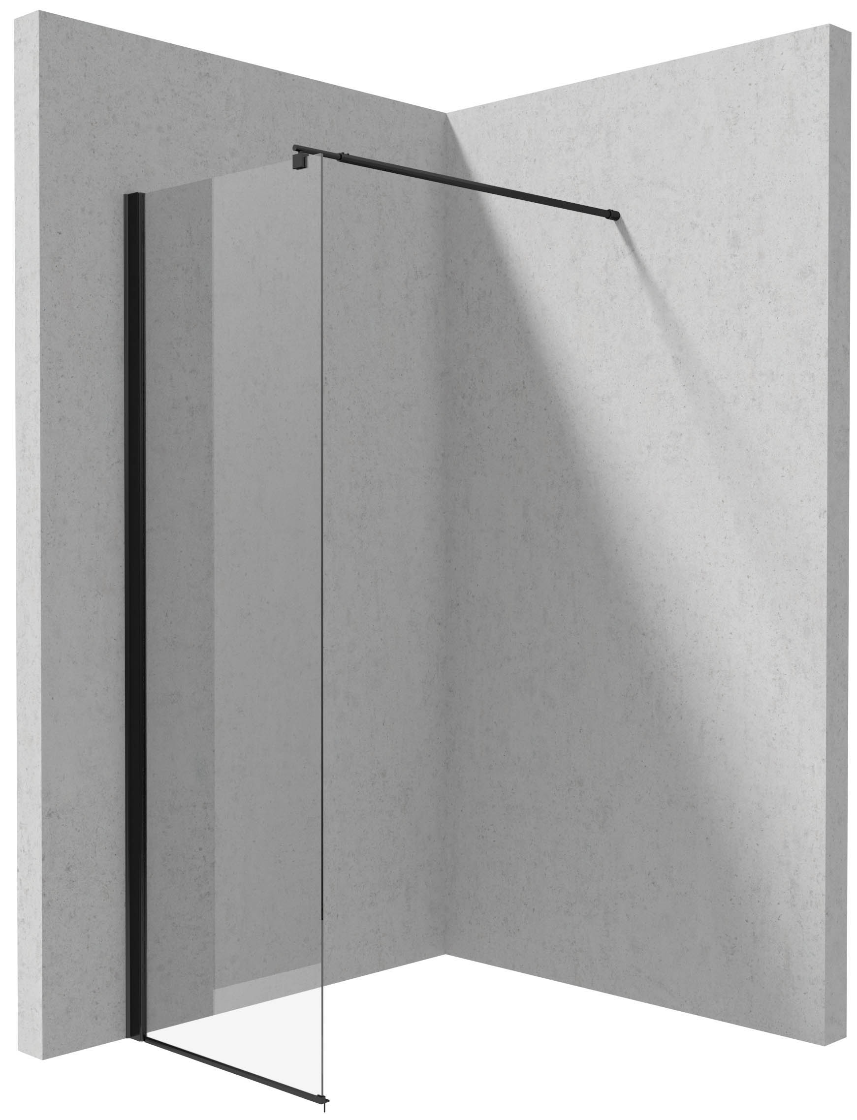 Darmowa Dostawa - Ścianka prysznicowa walk-in 50 cm czarny mat/szkło przezroczyste Deante Kerria Plus KTSN85P