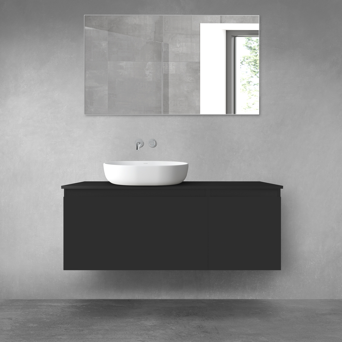 Darmowa Dostawa - Zestaw mebli łazienkowych 120x46.4x48.6 cm podumywalkowa wisząca czarna Oltens Vernal 68248300