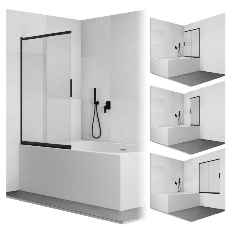 Parawan nawannowy SEVANTE 80x150 cm przesuwny dwuczęściowy MITIS czarny 1 szt.