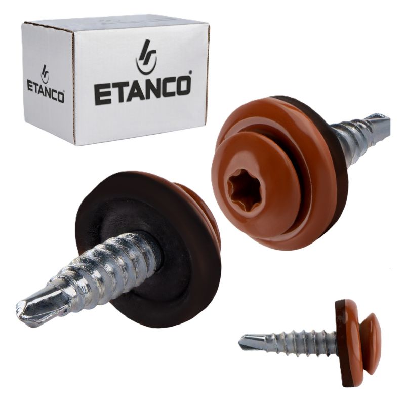 Wkręty farmerskie Etanco GTF02P 4,8x20 mm RAL 8004 samowiercące 250szt
