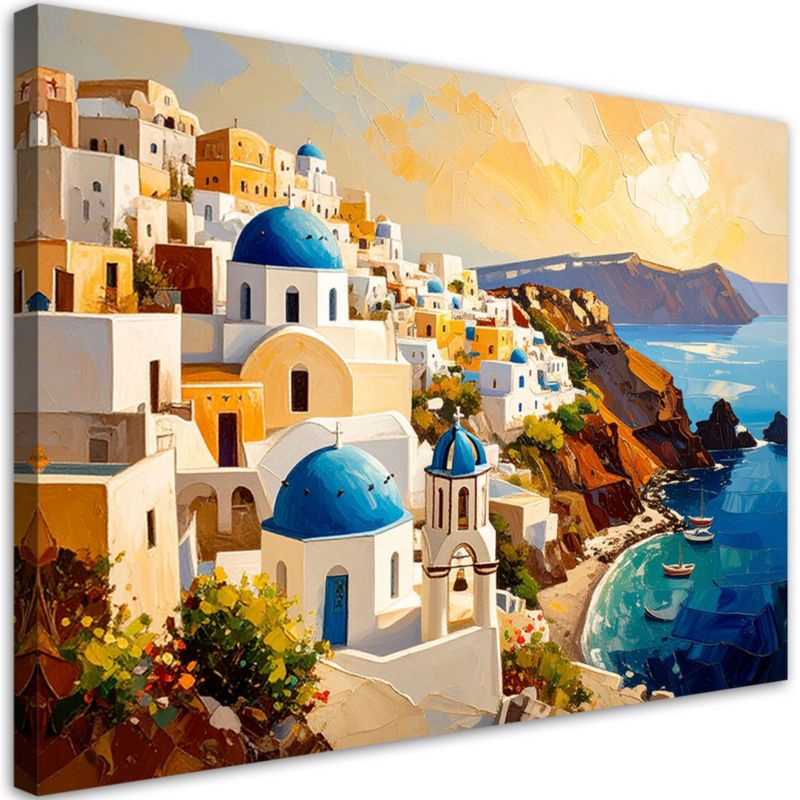 Obraz nowoczesny do salonu Feeby Santorini Grecja Pejzaż Malowany 120x80cm 1szt