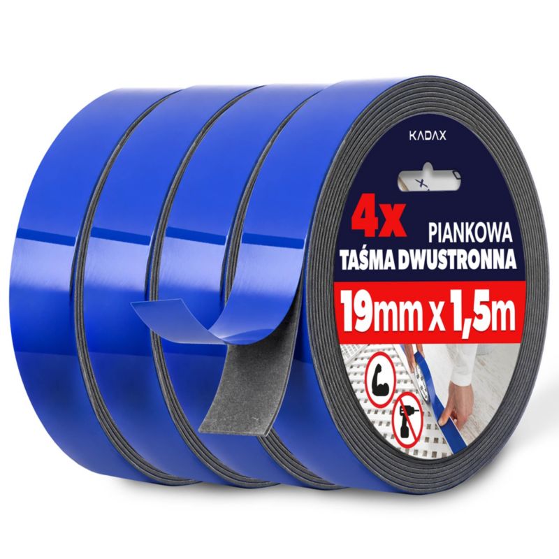 Taśma KADAX piankowa dwustronna montażowa 1,5m x 19mm 4 szt.