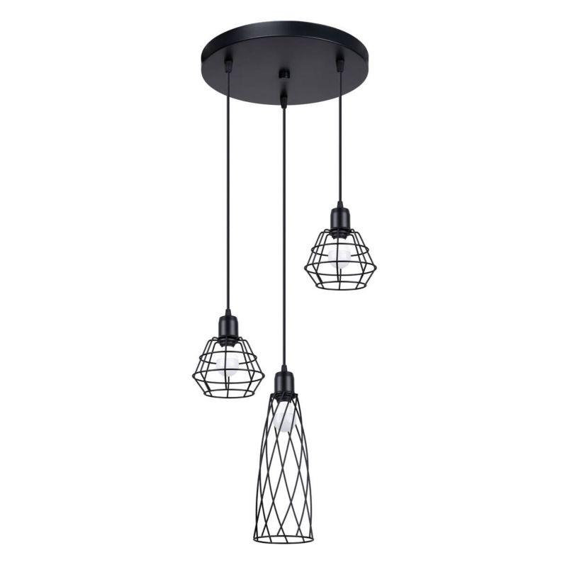 Lampa wisząca Sollux Lighting Suba 5347 czarna industrialna 3xE14 x 1 szt.