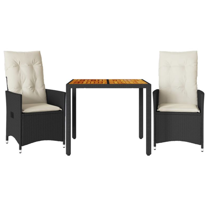 Zestaw mebli ogrodowych bistro WaszeMeble polirattan czarny z poduszkami WM-3276679 1 kpl