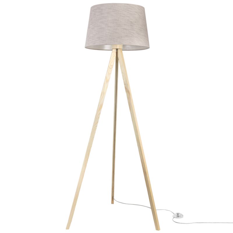Lampa podłogowa trójnóg Light Home Len 1x E27 60W stożek jasnobeżowy/naturalny L02 1szt.