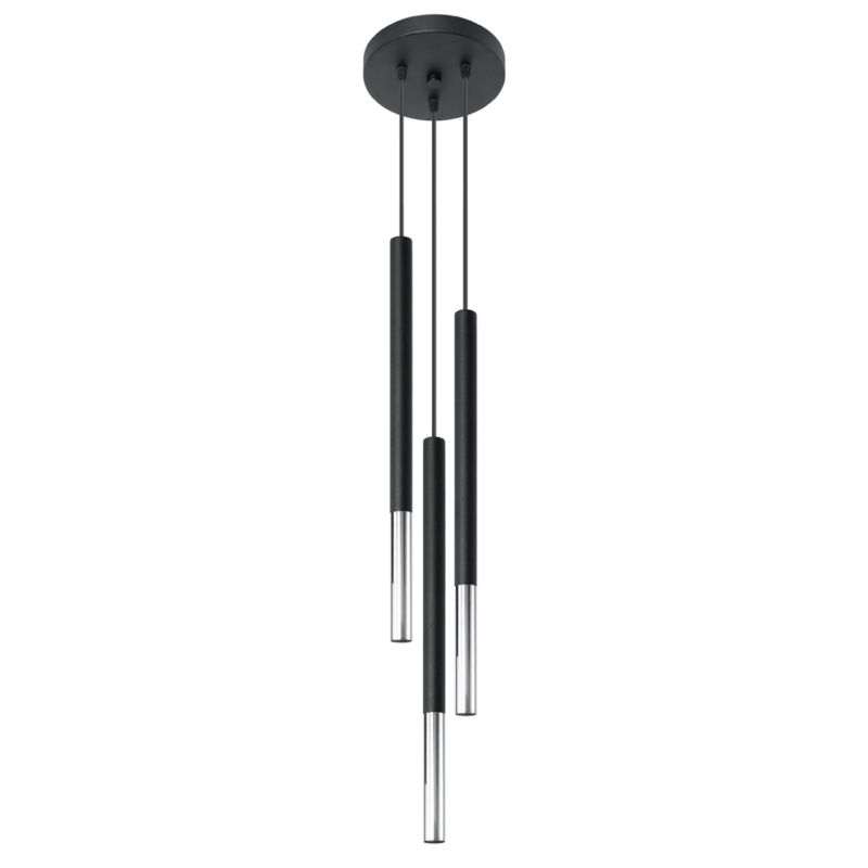 Lampa sufitowa wisząca Sollux Lighting Mozaica 8878 czarna-chromowana szerokość 15 cm 3xG9 x 12W 1 szt.