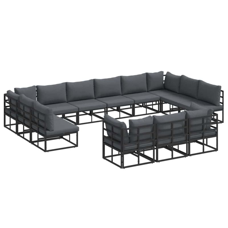 Zestaw mebli ogrodowych wypoczynkowy WaszeMeble 13-osobowy aluminium czarny z poduszkami WM-3378926 1 kpl