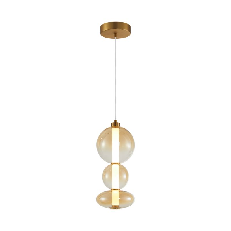 Lampa wisząca nieregularne bursztynowe klosze Italux Sonte antyczny brąz LED 24W 3000K 2686lm IP20 - 1 szt.
