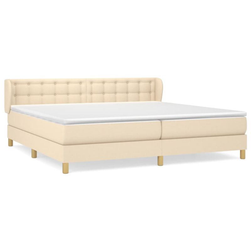 Łóżko z materacem WaszeMeble 200x220 cm Kremowy tkanina WM-3127154 1 szt.