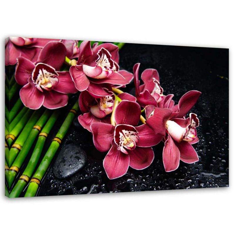 Obraz na płótnie Feeby Orchidea na bambusie 90x60cm 1szt