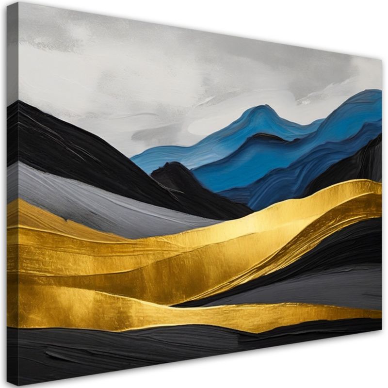 Obraz do salonu sypialni Feeby Góry Abstrakcja Złoty Nowoczesny 90x60 cm 1szt