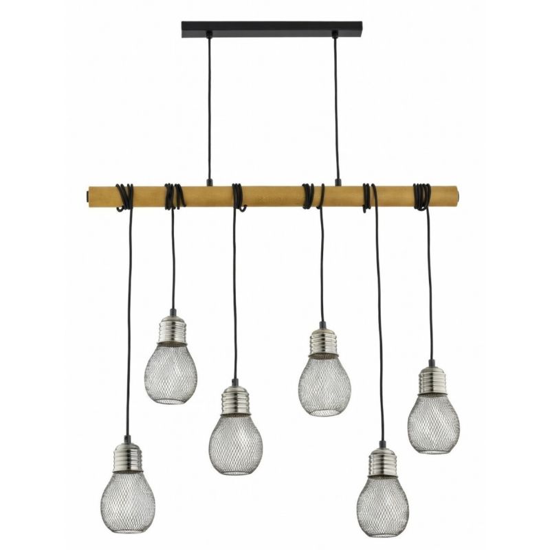 Lampa wisząca siateczkowe klosze Alfa PIKOLO jasne drewno 6xE14x10W IP20 wym:90x81x11cm - 1 szt.
