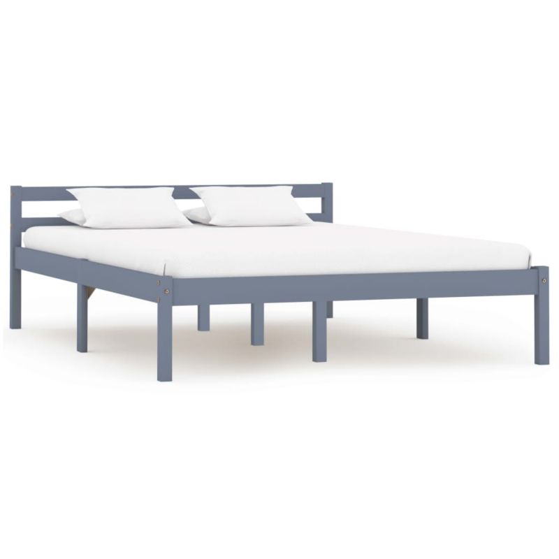 Rama łóżka VidaXL z litego drewna sosnowego szara 1 szt. 140 x 200 cm