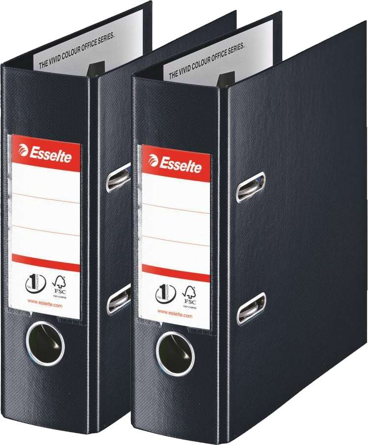 2x Segregator A5 Esselte No.1 Power, 75mm, do 500 kartek, 30% PP z recyklingu, czarny