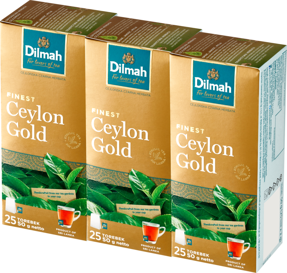 3x Herbata czarna w torebkach Dilmah Ceylon Gold, 25 sztuk x 2g