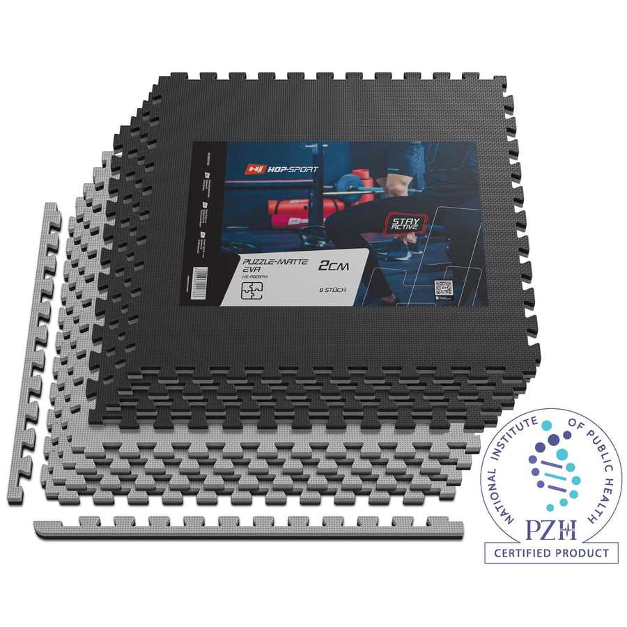 Puzzlematte EVA 2cm - 8 Stück schwarz/grau