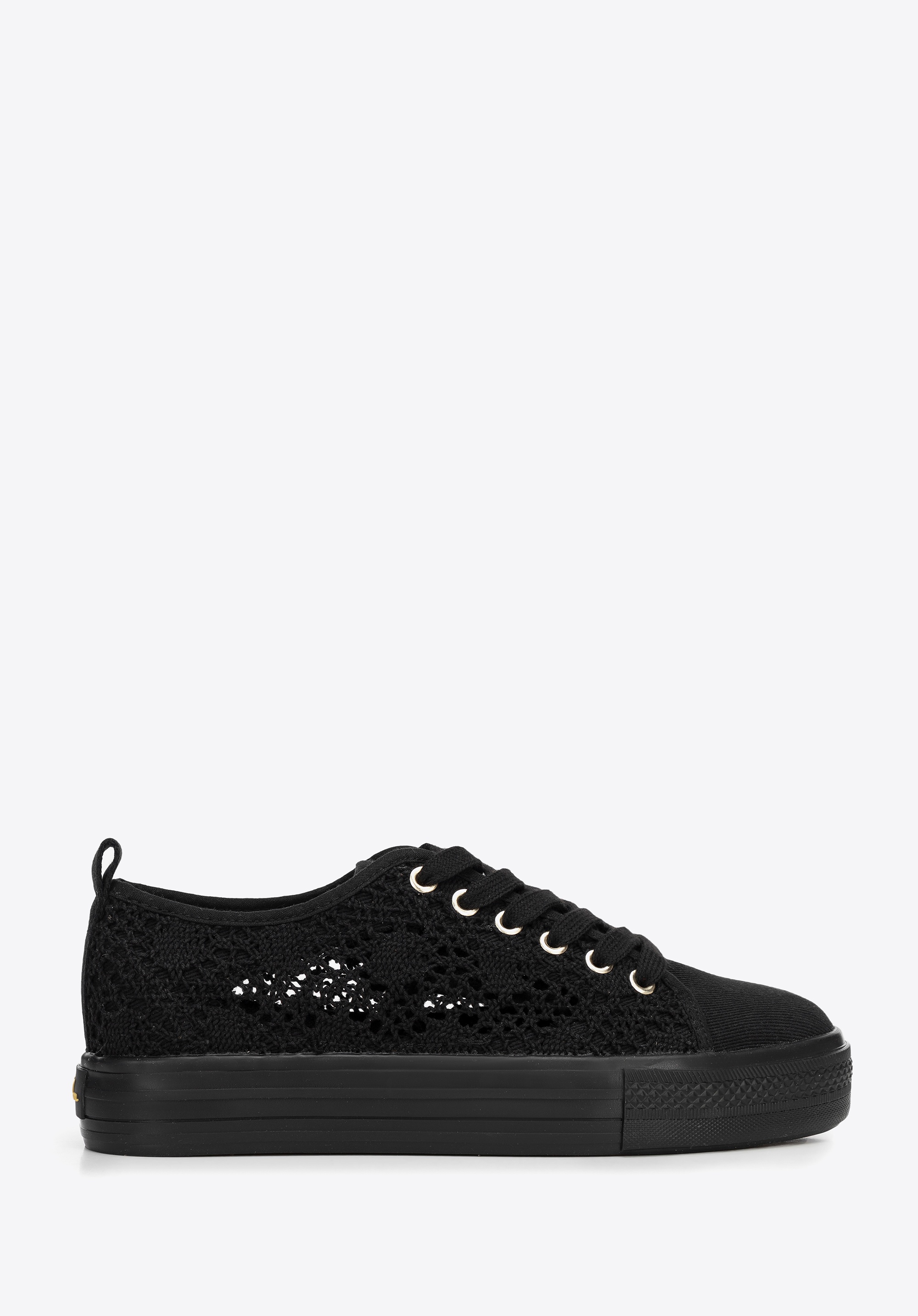 Damskie sneakersy ażurowe czarne