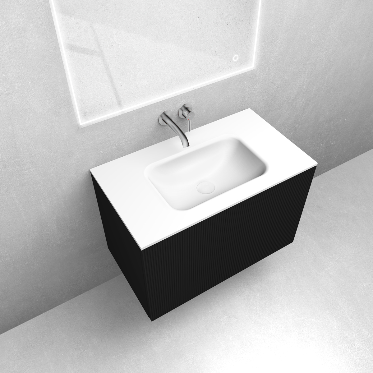 Darmowa Dostawa - Umywalka z szafką 80.2 cm czarną Oltens Lun 68773300