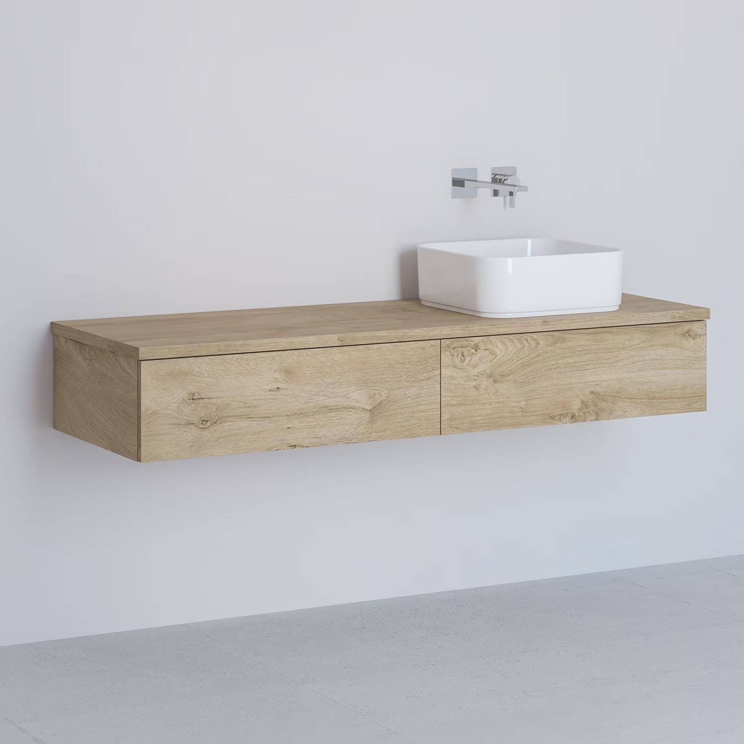 Darmowa Dostawa - Szafka z blatem 141x48.7x23.5 cm podumywalkowa wisząca dąb Kronenbach Cube KBWTKOWTL1412GH