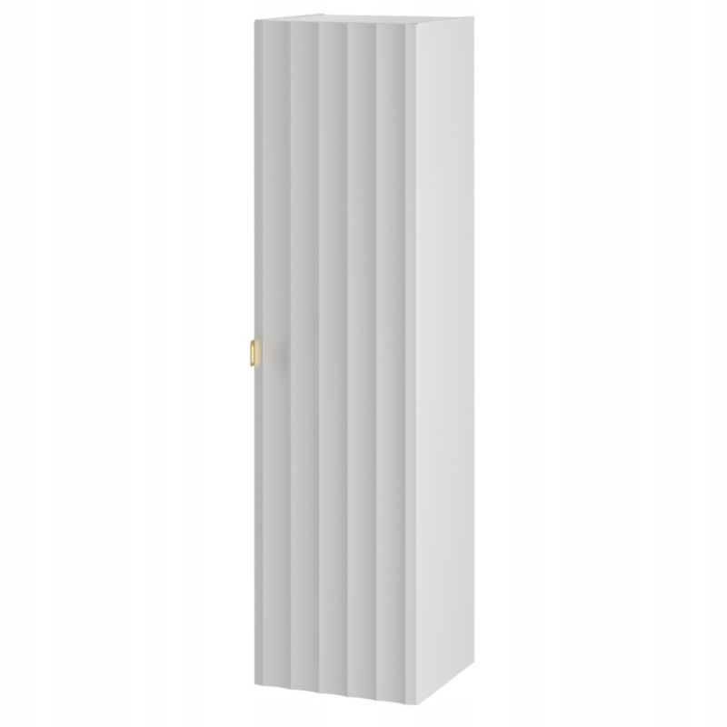 Słupek łazienkowy Furnidea 130 cm wiszący biały mat ryflowane fronty złote uchwyty ARCOS 1 szt.
