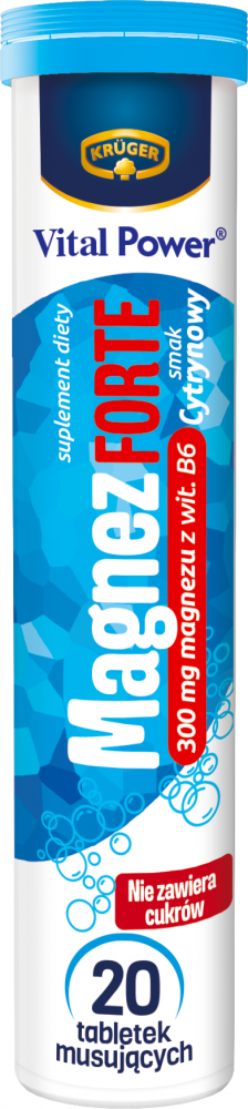 Tabletki musujące Krüger Vital Power Magnez Forte, cytrynowy, 84g, 20 tabletek