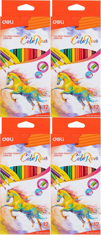 4x Kredki ołówkowe Deli Colorun EC00300, 12 sztuk, mix kolorów
