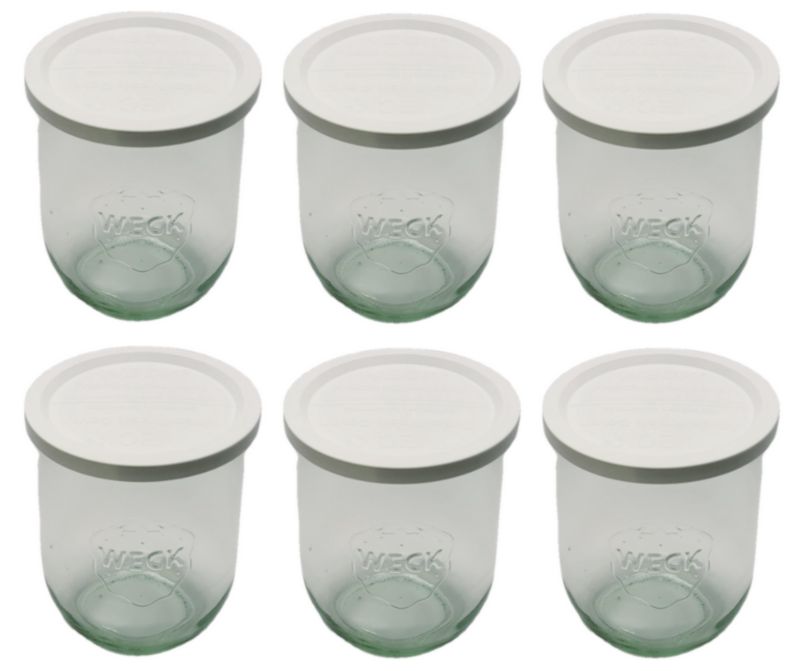 Słoiki MODO24 Weck 1062 ml fi 100 tulip plastikowe wieka 6 kpl.
