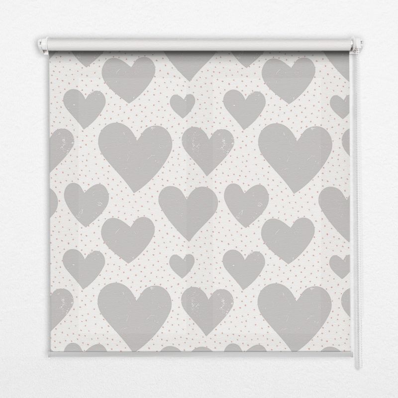 Roleta Do Sypialni Tulup 100x100 cm Szare Serca Montaż do ściany/sufitu 1 szt.
