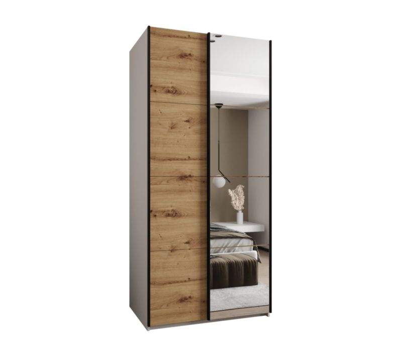 Szafa przesuwna Abiks LUX 3 wysoka szer.120cm biały/artisan/czarny 1szt.