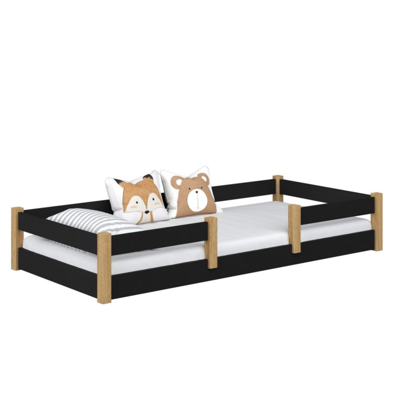 Drewniane łóżko N-WOOD niskie N01 czarno dębowy 70x140 1szt.
