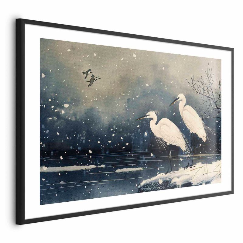 Plakat Artgeist Czaple nad stawem 90x60 cm z ramą czarną 1 szt