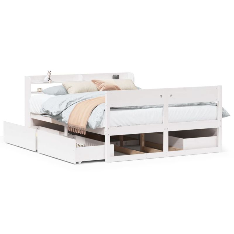 Rama łóżka WaszeMeble 120x200 cm Biały sosna z szufladami WM-3307126 1 szt.