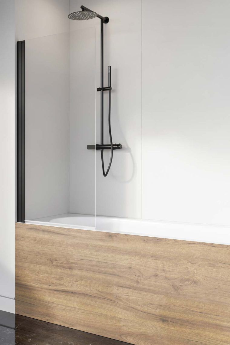 Radaway Nes Black PNJ I parawan nawannowy 60 cm 1-częściowy czarny mat/szkło przezroczyste 10011060-54-01L