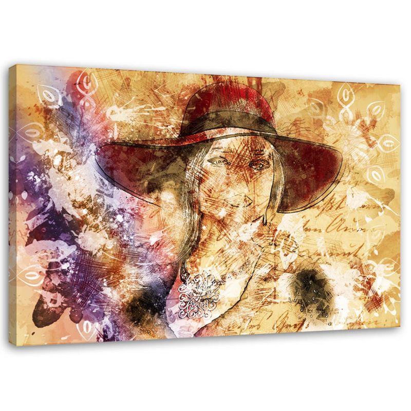 Obraz na płótnie Feeby Kobieta w czerwonym kapeluszu vintage 30x20cm 1szt