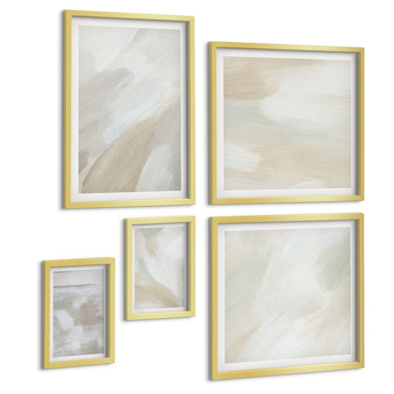 Zestaw Obrazów 5 Częściowy ArtPrintCave (2x50x50+2x20x30+40x60cm) Złota rama Pędzel abstrakcyjna farba płótno 1 kpl.