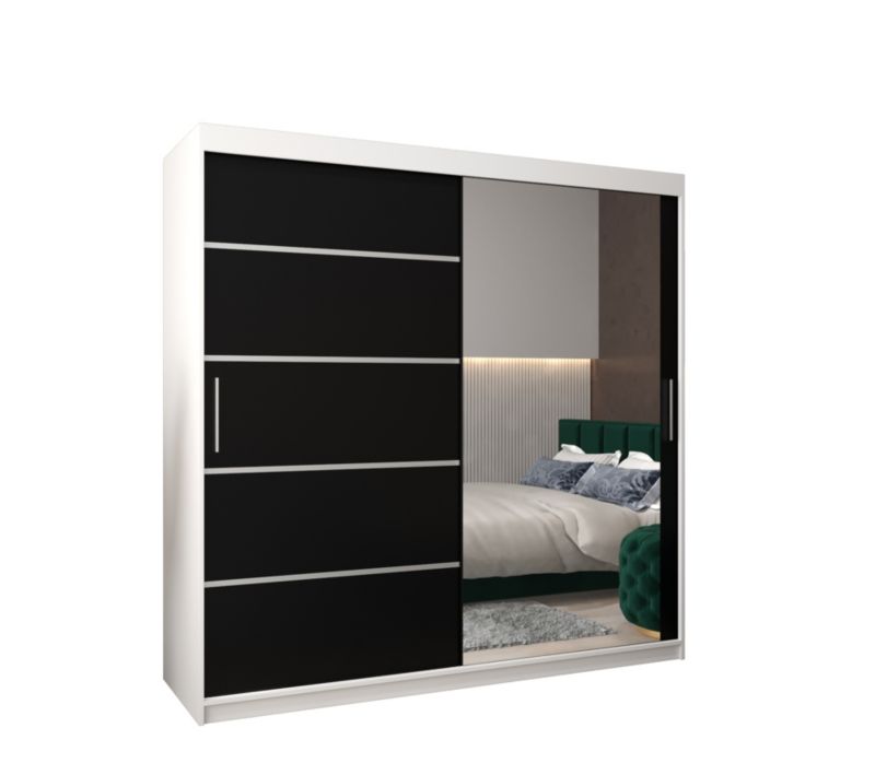 Szafa przesuwna Garderoba Abiks Verona 2 200 biały + czarny 1 szt.