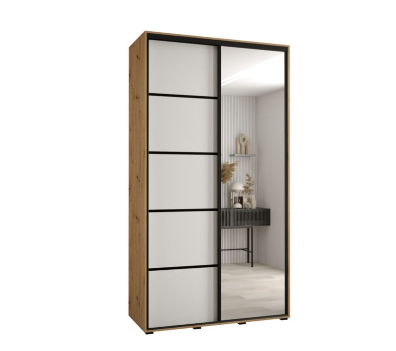 Szafa przesuwna Abiks DAVOS 5 wysoka szer.130cm gł.60cm artisan/biały/czarny 1szt.