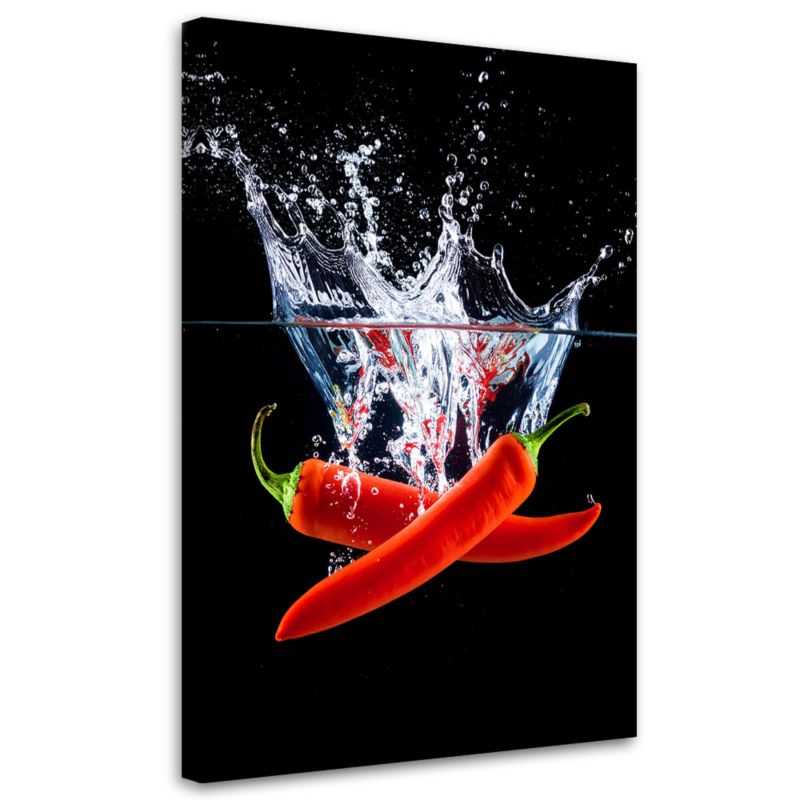 Obraz do kuchni jadalni Feeby Czerwone papryczki w wodzie 60x90cm 1szt